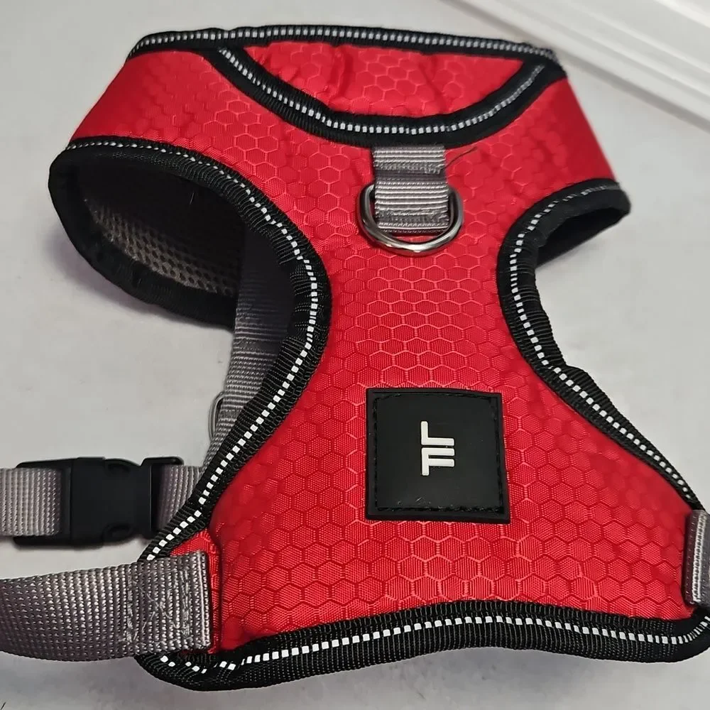 London Fog Red Dog Harness with Black Trim Size Medium